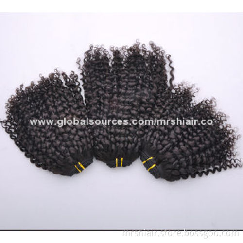 20-inch Natural Color Kinky Curly Indian Virgin Hair Extensions